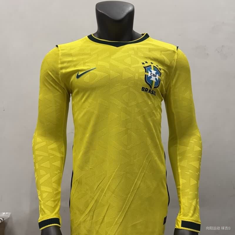 AAA(Thailand) Brazil 2026 Home Long Sleeve Soccer Jersey (Player)