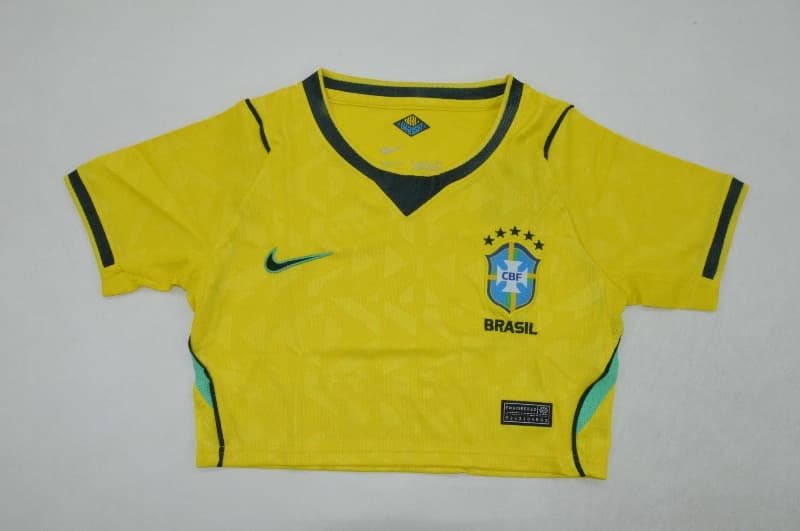 AAA(Thailand) Brazil 2026 Home Women Cropped Soccer Jersey AAA(Thailand) Brazil 2026 Home Women Cropped Soccer Jersey