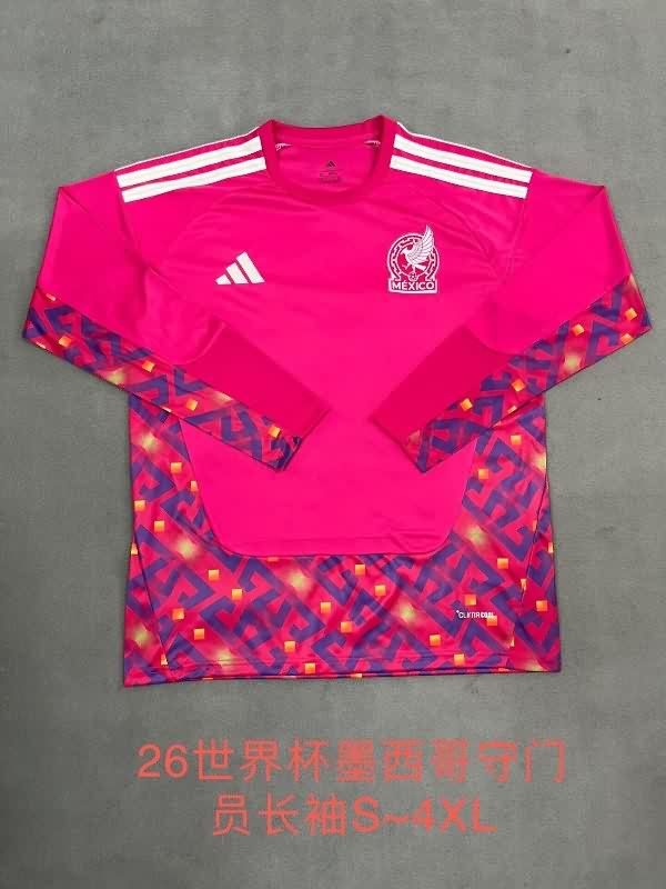AAA(Thailand) Mexico 2025 Goalkeeper Pink Long Sleeve Soccer Jersey
