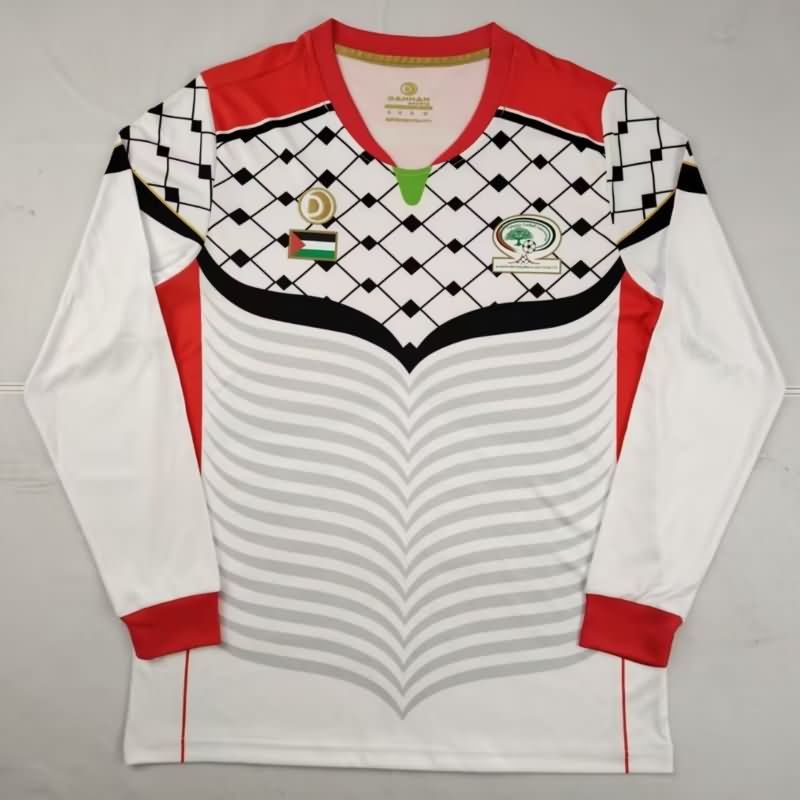 AAA(Thailand) Palestine 2025 White Long Sleeve Soccer Jersey