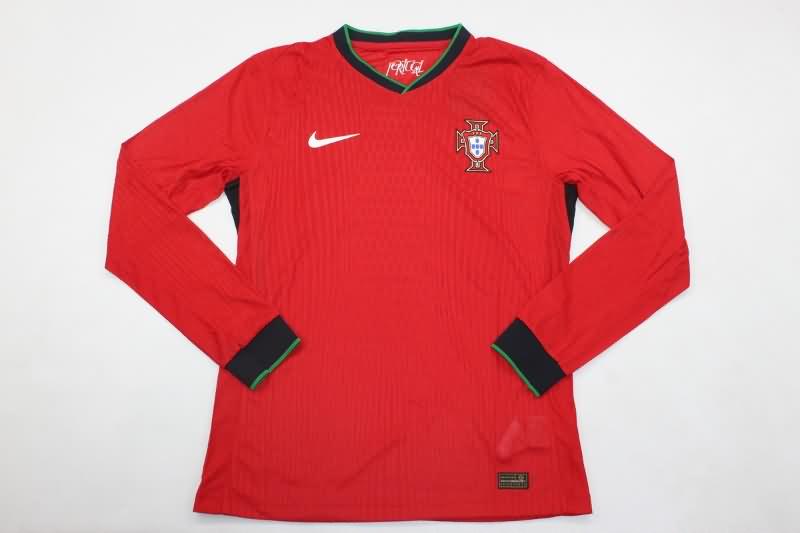 AAA(Thailand) Portugal 2024 Home Long Sleeve Soccer Jersey(Player)