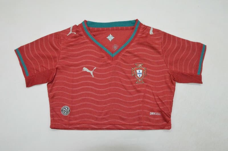 AAA(Thailand) Portugal 2026 World Cup Home Women Cropped Soccer Jersey AAA(Thailand) Portugal 2026 World Cup Home Women Cropped Soccer Jersey