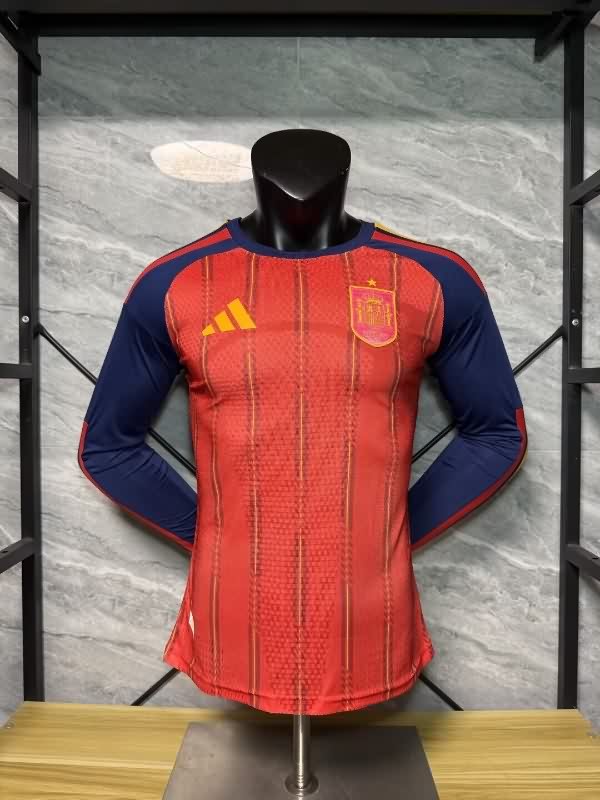 AAA(Thailand) Spain 2026 World Cup Home Long Sleeve Soccer Jersey (Player)
