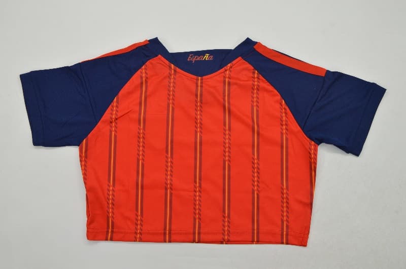 AAA(Thailand) Spain 2026 World Cup Home Women Cropped Soccer Jersey