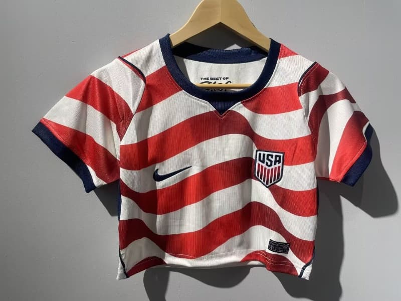 AAA(Thailand) USA 2026 Home Women Cropped Soccer Jersey AAA(Thailand) USA 2026 Home Women Cropped Soccer Jersey