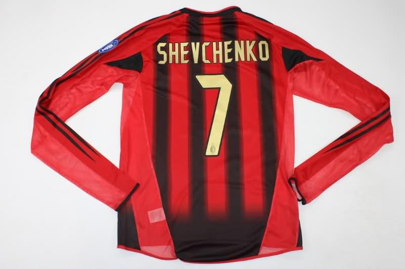 AAA(Thailand) AC Milan 2004/05 Home Long Sleeve Retro Soccer Jersey