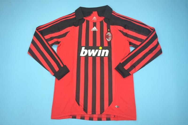 AAA(Thailand) AC Milan 2007/08 Home Retro Soccer Jersey(L/S)