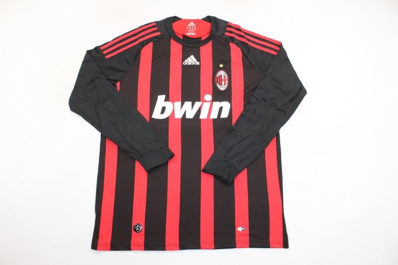 AAA(Thailand) AC Milan 2008/09 Home Long Sleeve Retro Soccer Jersey