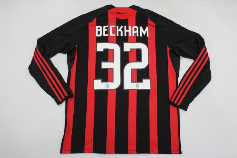 AAA(Thailand) AC Milan 2008/09 Home Long Sleeve Retro Soccer Jersey