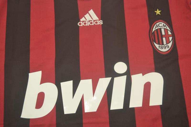 AAA(Thailand) AC Milan 2009/10 Home Retro Soccer Jersey(L/S)