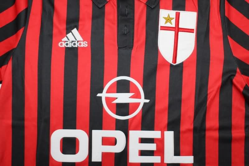 AAA(Thailand) AC Milan 1999/00 Home Long Slevee Retro Soccer Jersey