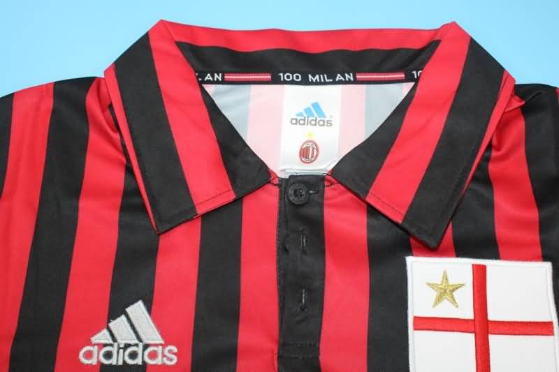 AAA(Thailand) AC Milan 1999/00 Home Long Slevee Retro Soccer Jersey