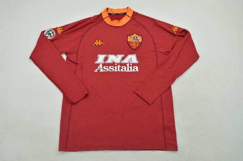 AAA(Thailand) AS Roma 2000/01 Home Retro Long Sleeve Soccer Jersey