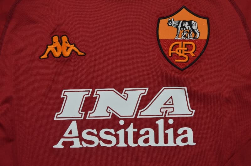 AAA(Thailand) AS Roma 2000/01 Home Retro Long Sleeve Soccer Jersey