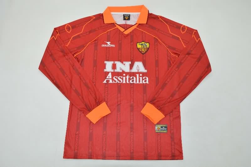 AAA(Thailand) AS Roma 1999/00 Home Retro Long Sleeve Soccer Jersey