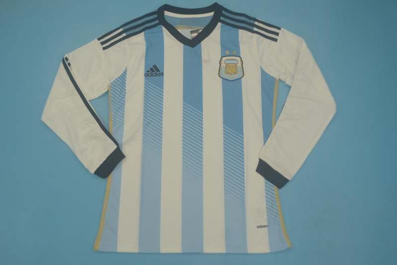 AAA(Thailand) Argentina 2014 Home Retro Soccer Jersey(L/S Player)