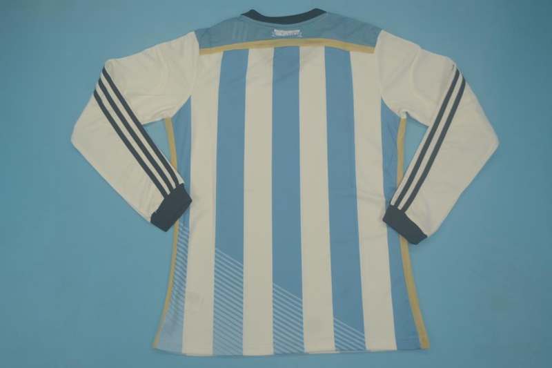 AAA(Thailand) Argentina 2014 Home Retro Soccer Jersey(L/S Player)