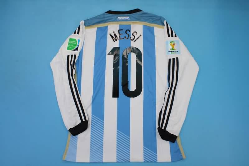 AAA(Thailand) Argentina 2014 Home Retro Soccer Jersey(L/S Player)
