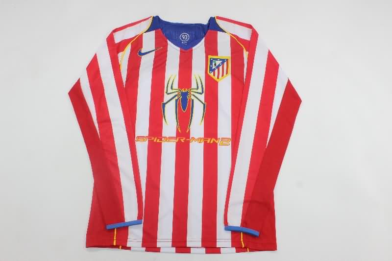 AAA(Thailand) Atletico Madrid 2004/05 Home Long Sleeve Retro Soccer Jersey