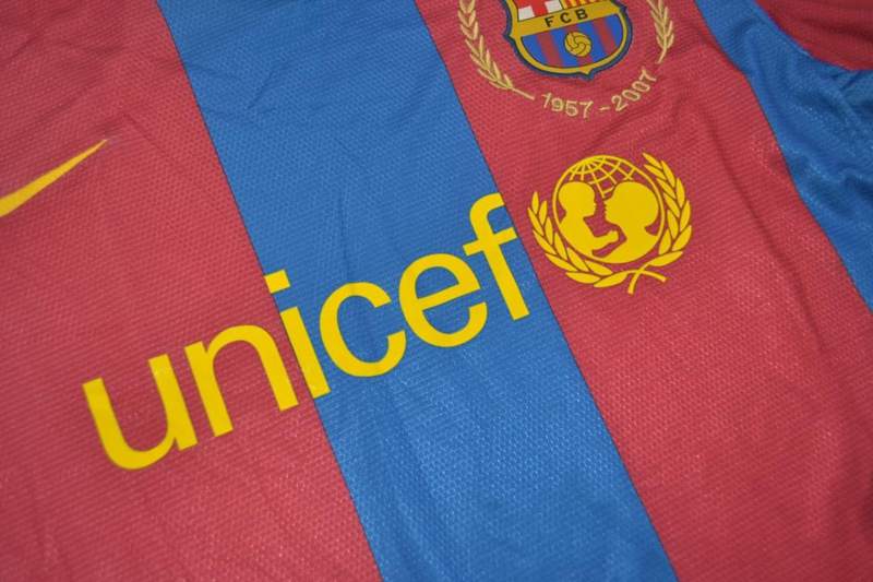 AAA(Thailand) Barcelona 2007/08 Home Retro Soccer Jersey(L/S)