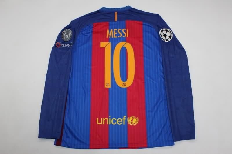 AAA(Thailand) Barcelona 2016/17 Home Long Sleeve Retro Soccer Jersey