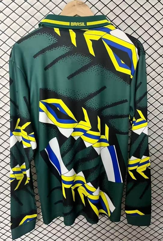 AAA(Thailand) Brazil 1994 Goalkeeper Green Retro Long Soccer Jersey