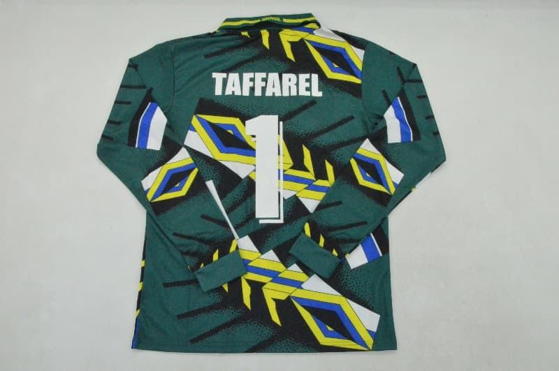 AAA(Thailand) Brazil 1994 Goalkeeper Green Retro Long Soccer Jersey