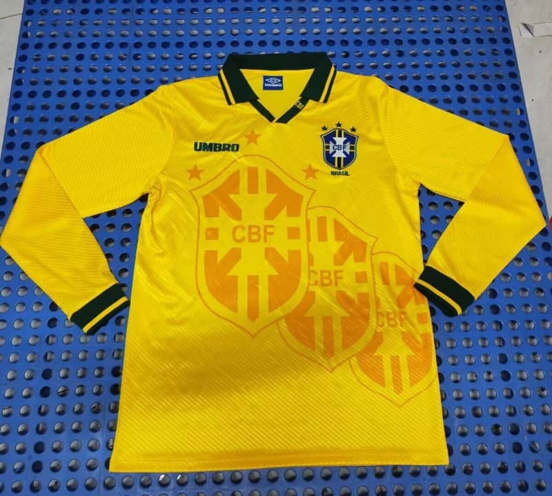 AAA(Thailand) Brazil 1994 Home Retro Long Sleeve Soccer Jersey