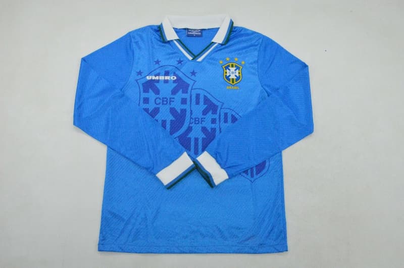 AAA(Thailand) 1996 Brazil Away Retro Long Sleeve Soccer Jersey AAA(Thailand) 1996 Brazil Away Retro Long Sleeve Soccer Jersey