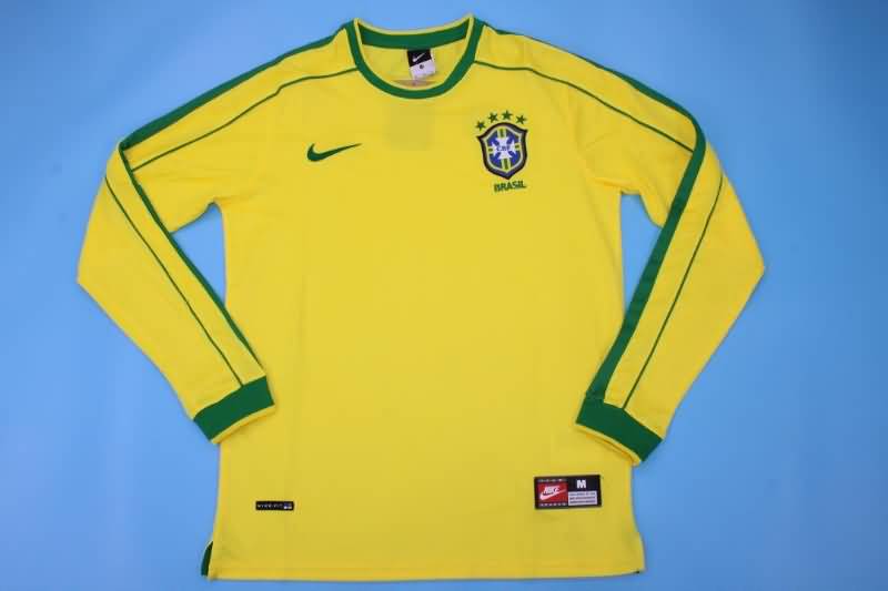 AAA(Thailand) Brazil 1998 Retro Home Long Slevee Soccer Jersey