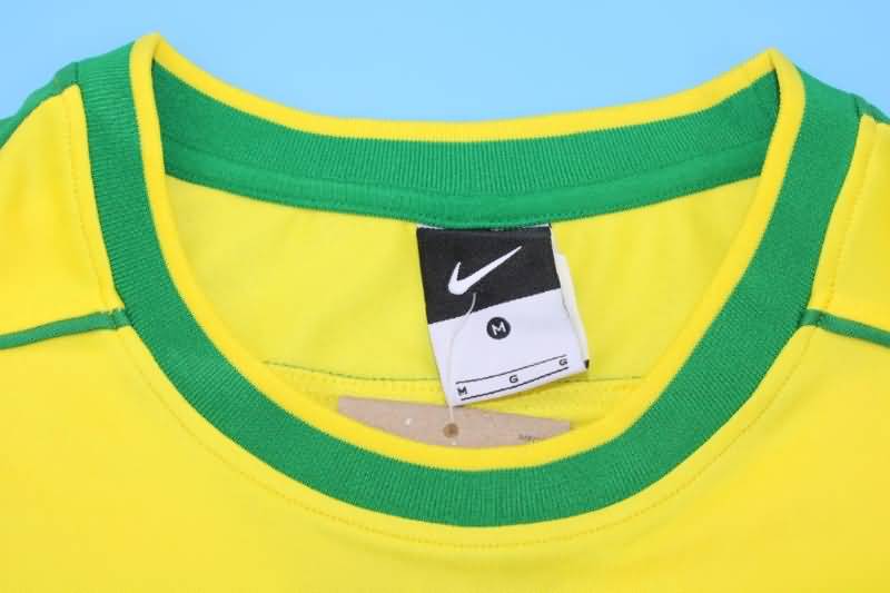 AAA(Thailand) Brazil 1998 Retro Home Long Slevee Soccer Jersey