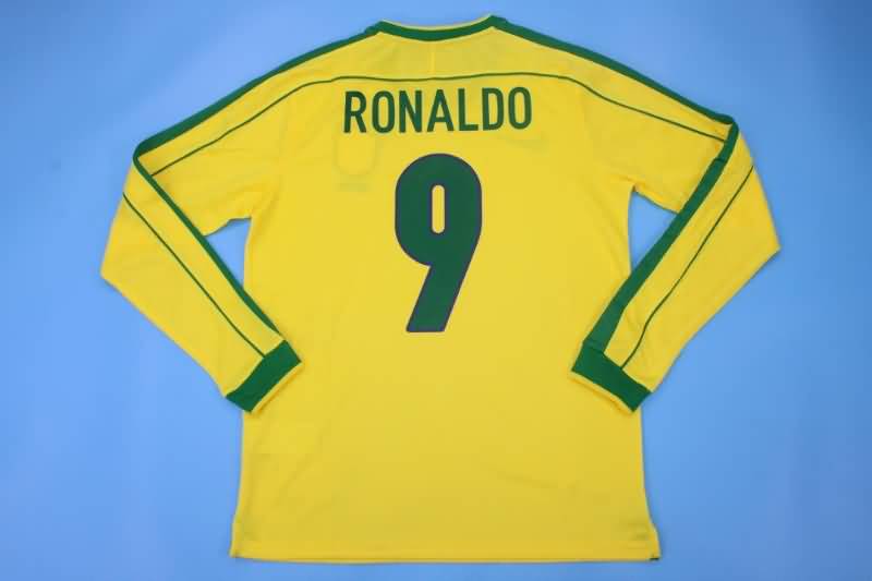 AAA(Thailand) Brazil 1998 Retro Home Long Slevee Soccer Jersey