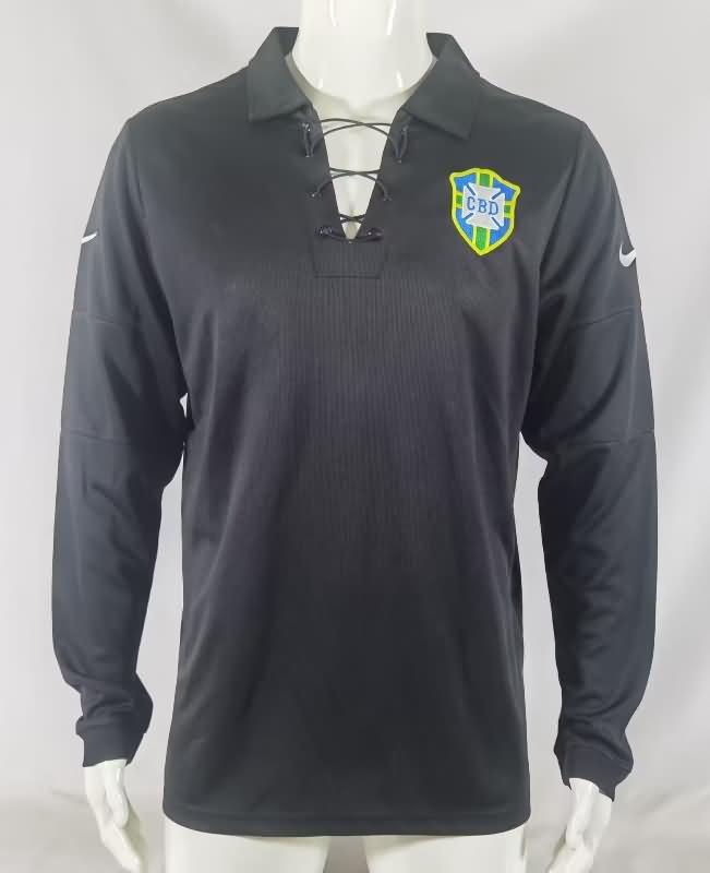 AAA(Thailand) Brazil 2004 Goalkeeper Black Long Sleeve Retro Soccer Jersey