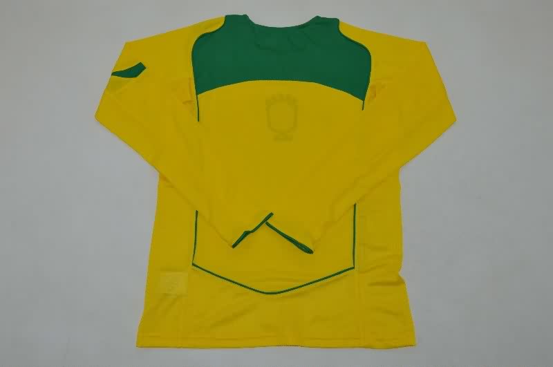 AAA(Thailand) Brazil 2004 Home Retro Long Sleeve Soccer Jersey