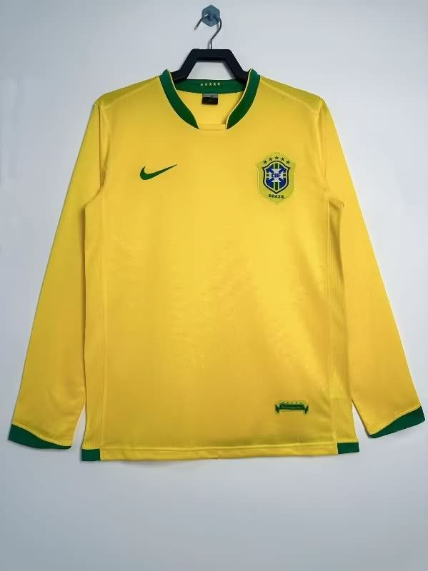 AAA(Thailand) Brazil 2006 Home Long Sleeve Retro Soccer Jersey