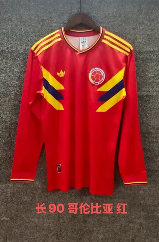 AAA(Thailand) Colombia 1990 Away Retro Long Sleeve Soccer Jersey AAA(Thailand) Colombia 1990 Away Retro Long Sleeve Soccer Jersey