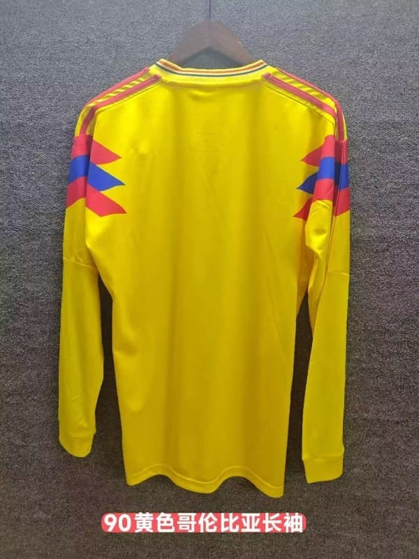 AAA(Thailand) Colombia 1990 Home Retro Long Sleeve Soccer Jersey
