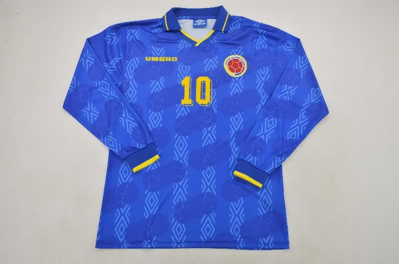 AAA(Thailand) Colombia 1994 Away Long Sleeve Retro Soccer Jersey