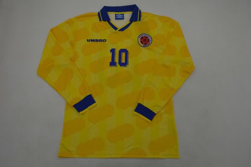 AAA(Thailand) Colombia 1994 Home Long Sleeve Retro Soccer Jersey