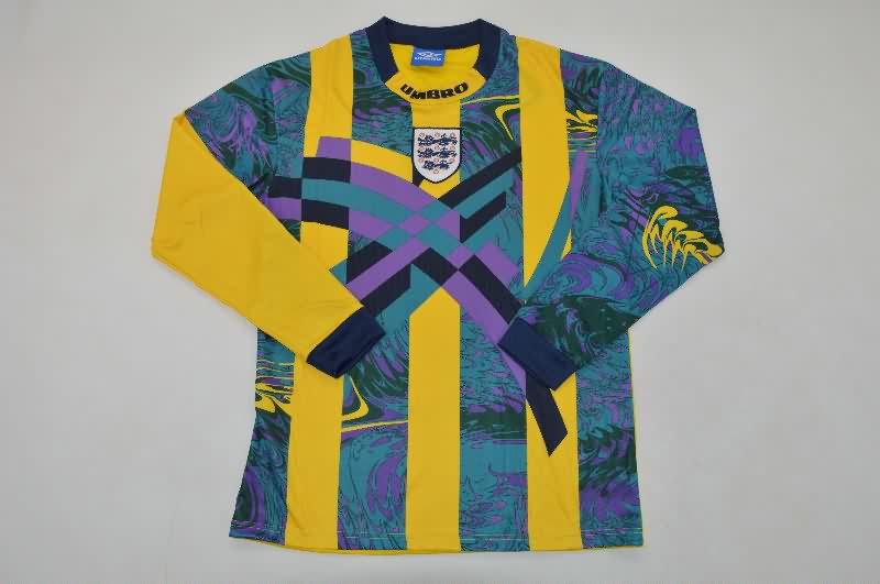 AAA(Thailand) England 1995 Goalkeeper Long Sleeve Retro Soccer Jersey AAA(Thailand) England 1995 Goalkeeper Long Sleeve Retro Soccer Jersey