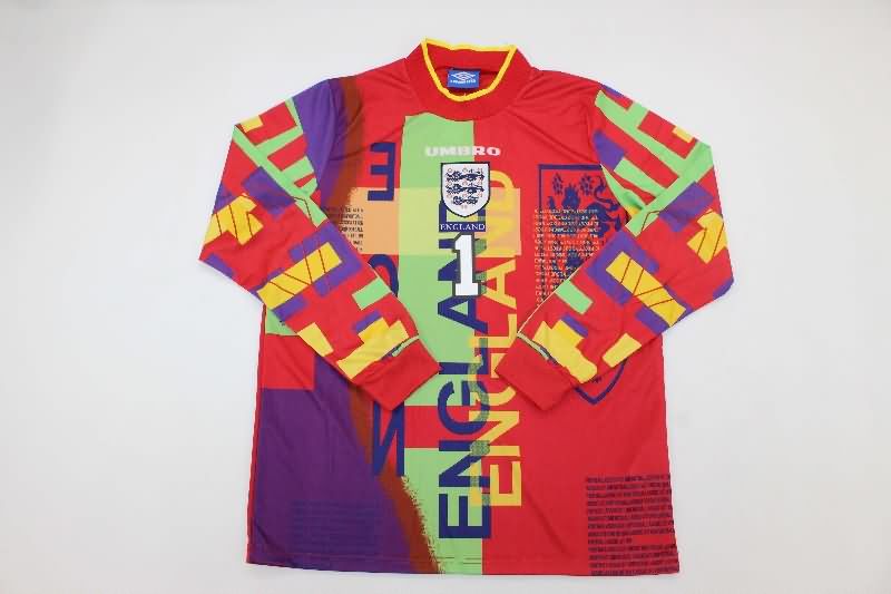 AAA(Thailand) England 1996 Goalkeeper Orange Long Sleeve Retro Soccer Jersey