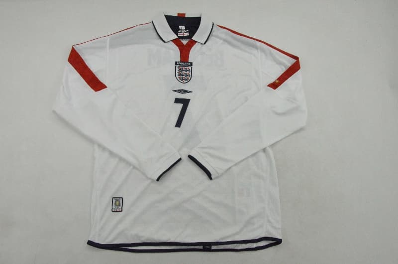 AAA(Thailand) England 2004 Home Long Sleeve Retro Soccer Jersey