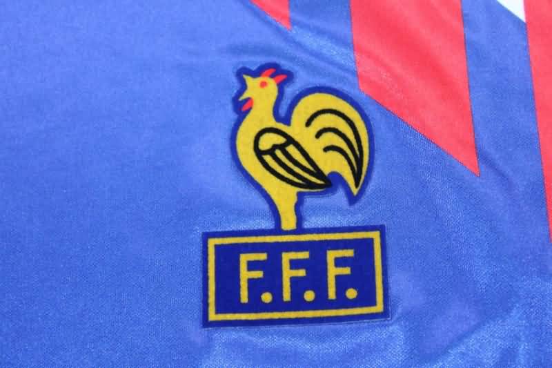 AAA(Thailand) France 1990/92 Home Long Sleeve Retro Soccer Jersey