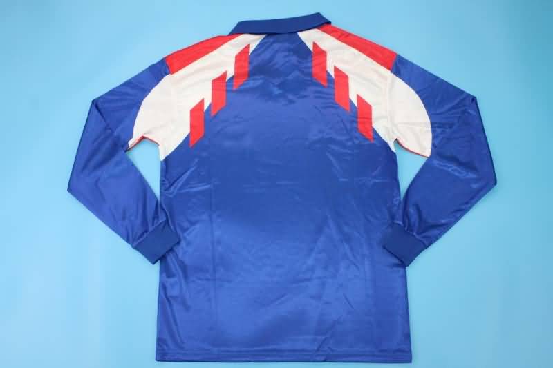 AAA(Thailand) France 1990/92 Home Long Sleeve Retro Soccer Jersey