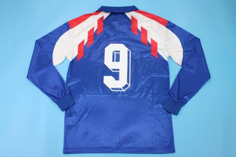 AAA(Thailand) France 1990/92 Home Long Sleeve Retro Soccer Jersey