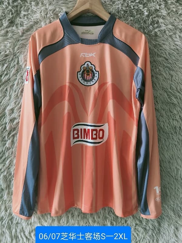 AAA(Thailand) Guadalajara 2006/07 Goalkeeper Pink Long Sleeve Retro Soccer Jersey