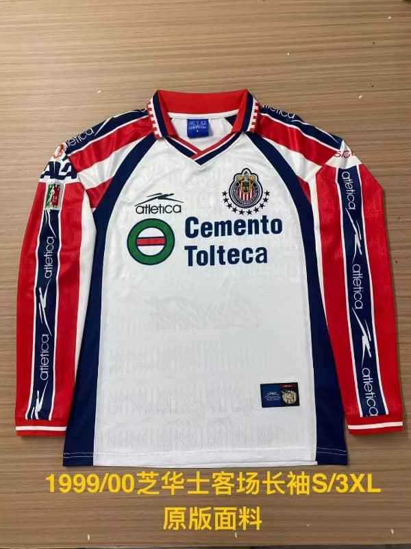 AAA(Thailand) Guadalajara 1999/00 Away Retro Long Sleeve Soccer Jersey AAA(Thailand) Guadalajara 1999/00 Away Retro Long Sleeve Soccer Jersey