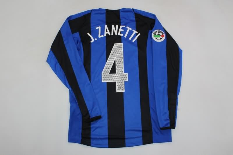 AAA(Thailand) Inter Milan 2004/05 Home Retro Long Sleeve Soccer Jersey