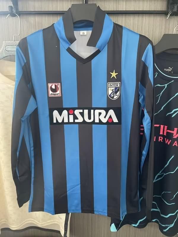 AAA(Thailand) Inter Milan 1988/90 Home Retro Long Sleeve Soccer Jersey