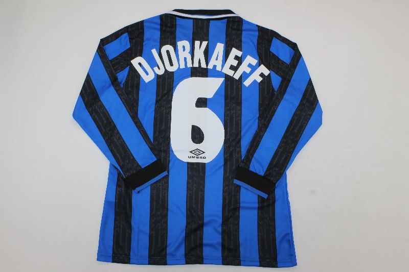 AAA(Thailand) Inter Milan 1996/97 Home Long Sleeve Retro Soccer Jersey
